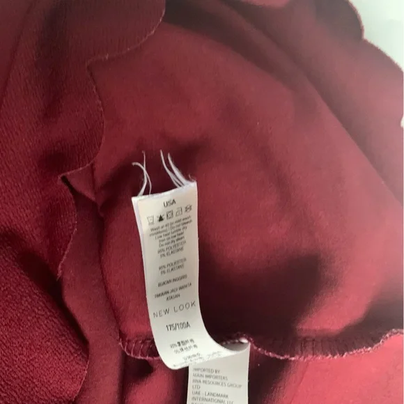 New Look Long Sleeve Top Burgundy Round Neck Stretch Waist Length UK Size 16 - Picture 3 of 8
